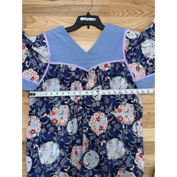 Vintage Kaftan Boho Mumu Dress Patchwork Hippie 80's Womens Size Medium Floral - Picture 6 of 9